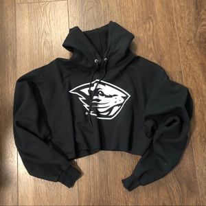 Oregon State Beaver Black Cropped Hoodie